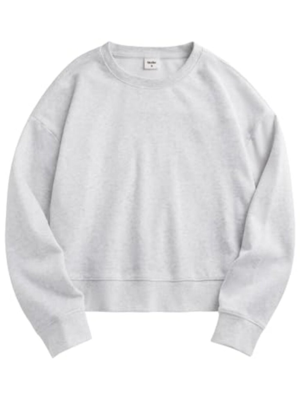 Cropped Crewneck Sweatshirt Cotton Blend Relaxed Fit Long Sleeve